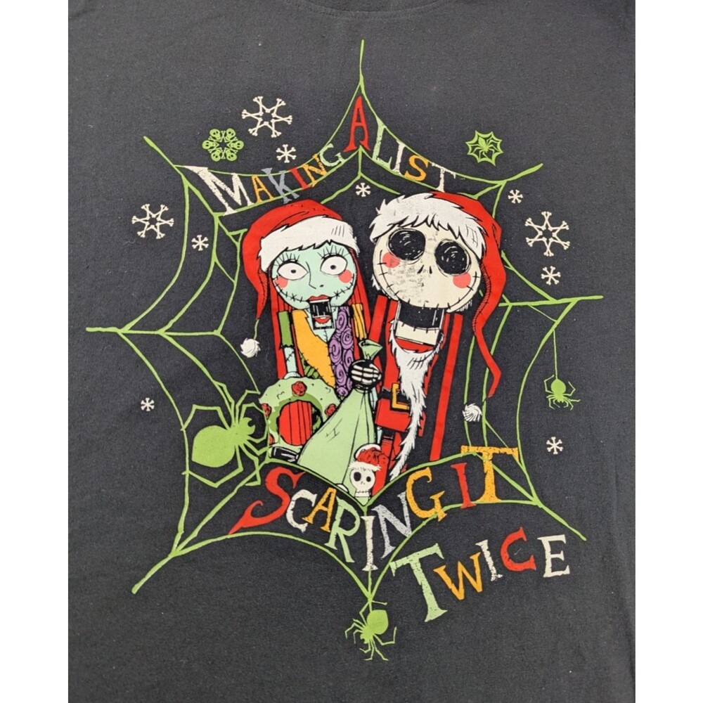 Disney Nightmare Before Christmas Jack Sally Making A List T-Shirt Mens L Black